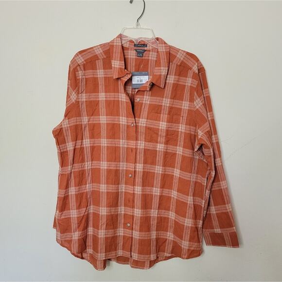 Eddie Bauer Women's Packable Long-Sleeve Shirt Terracotta 2x - Picture 3 of 9